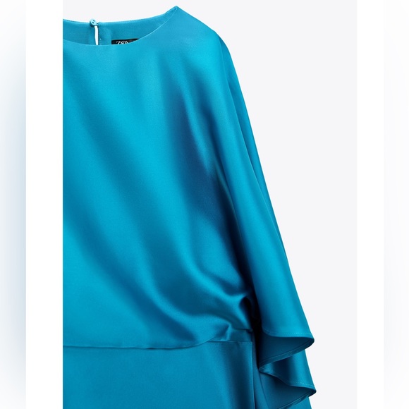 Zara SATIN EFFECT MINI CAPE DRESS - Picture 14 of 15